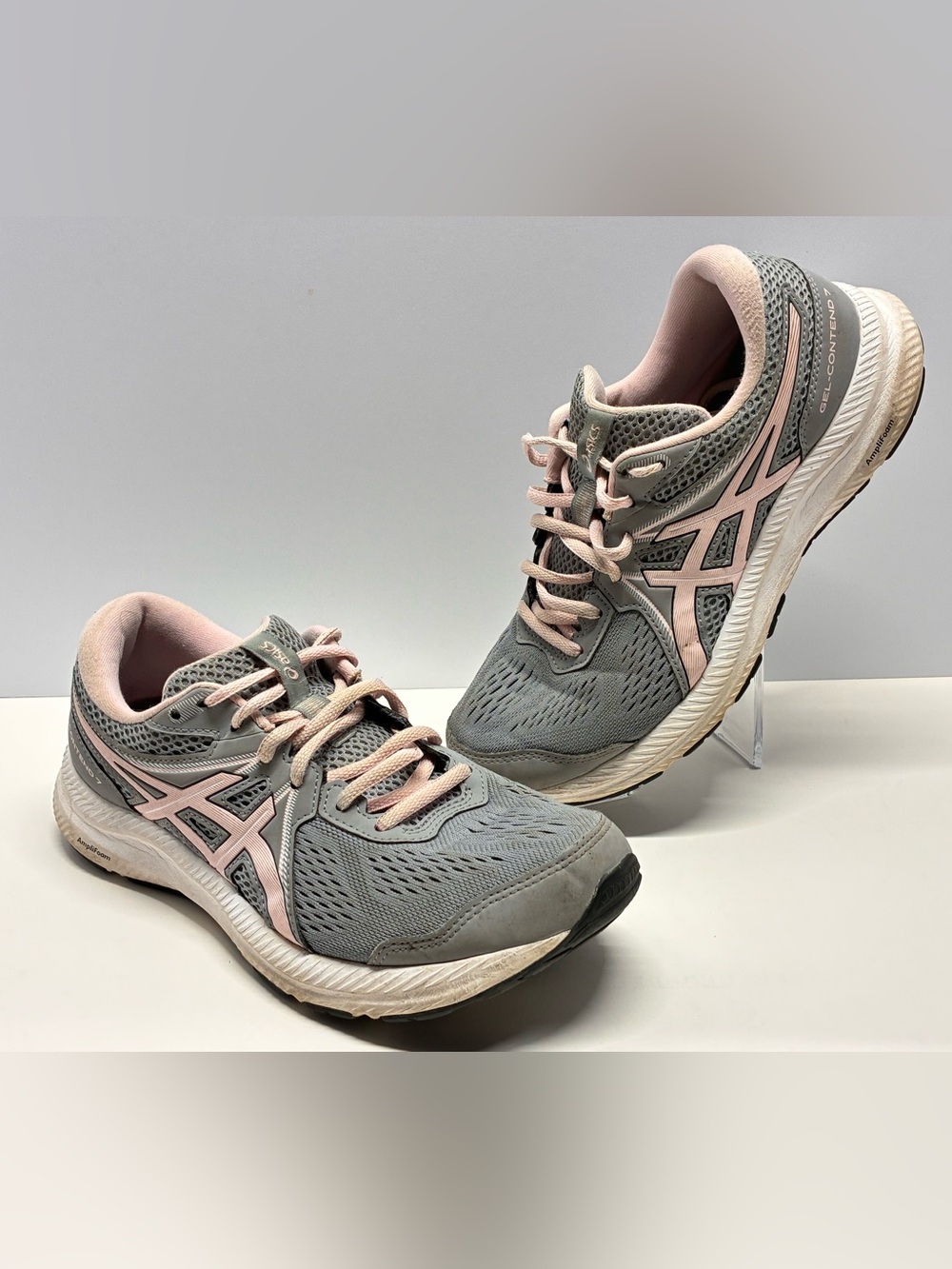 ASICS Gel Contend 7 Women's Size 9 Grey Pink Running Shoes Athletic Sneakers